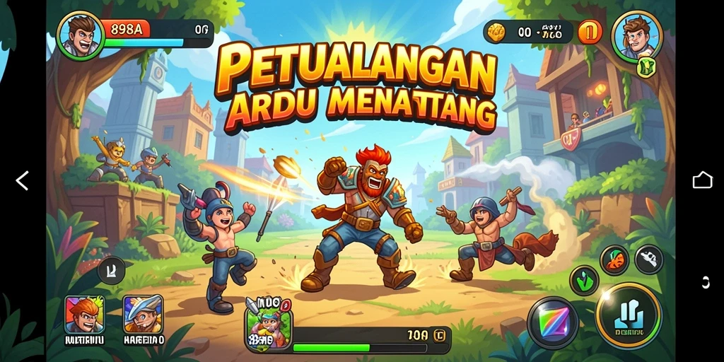 Screenshot gameplay 898A menampilkan aksi mendebarkan dalam level Arcade.