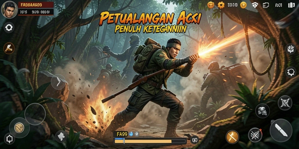 Tangkapan layar FA99 menampilkan aksi cepat dan seru dalam gameplay.
