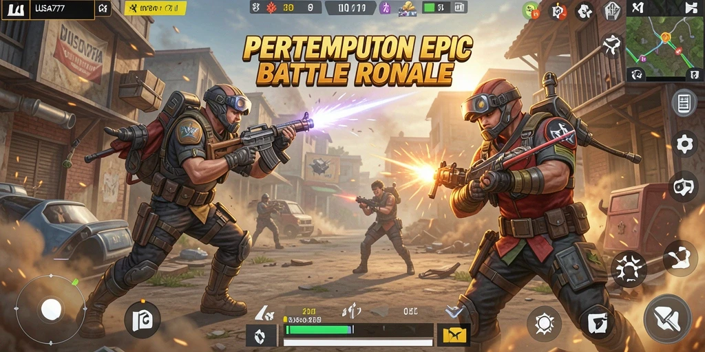 Screenshot gameplay LUSA777 yang menampilkan aksi seru Battle Royale.
