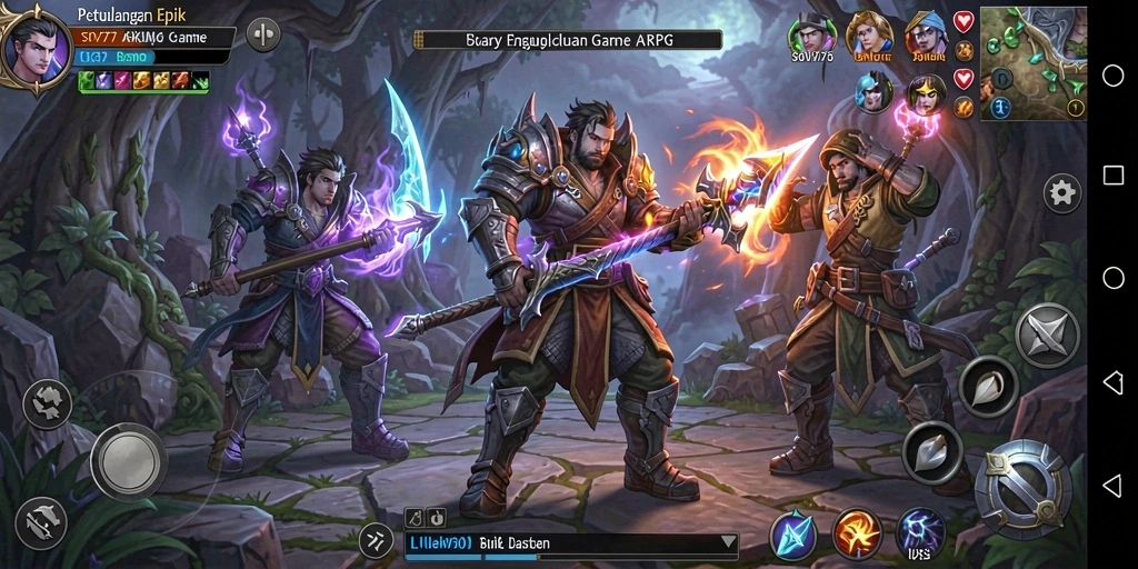 Screenshot gameplay SOV777 menampilkan serangan sihir yang spektakuler.