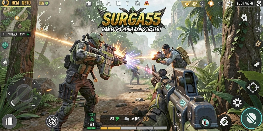 Tampilan gameplay menegangkan dalam SURGA55 yang penuh aksi.
