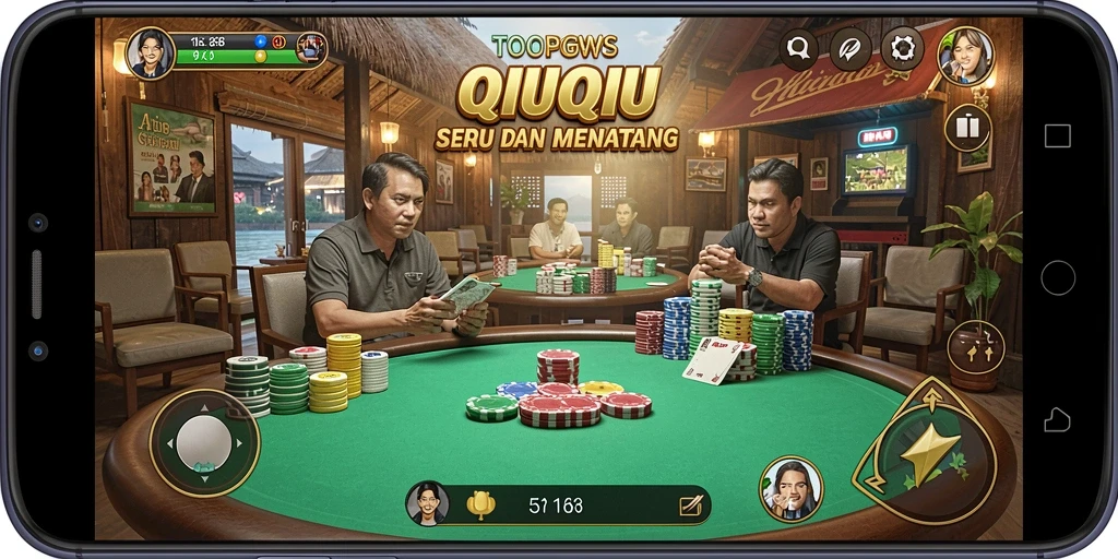 Screenshot menunjukkan pemain bersaing dalam game QiuQiu.