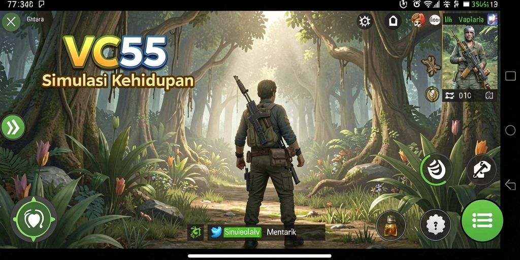 Screenshot utama VC55 menampilkan gameplay simulasi yang kaya.
