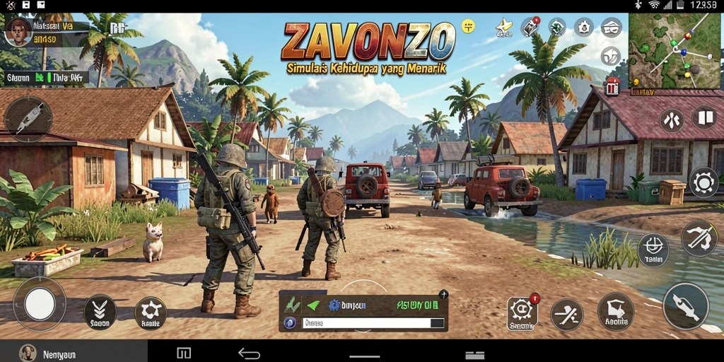 Tampilan gameplay ZAVONZO yang penuh warna dan interaktif.